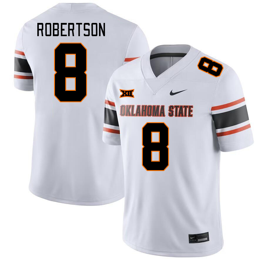 Men #8 Parker Robertson Oklahoma State Cowboys College Football Jerseys Stitched-White
